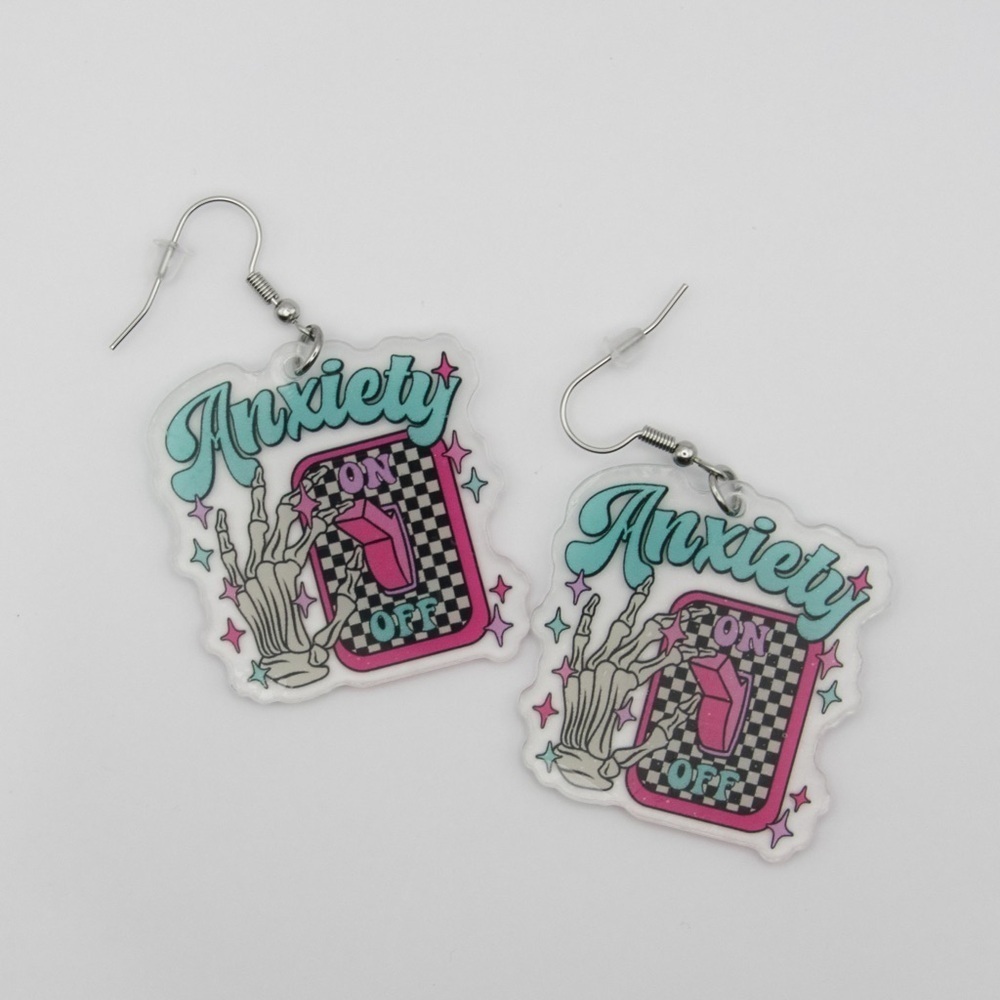 Unique Acrylic Grunge Alternative Comedy Dangle Skeleton Earrings